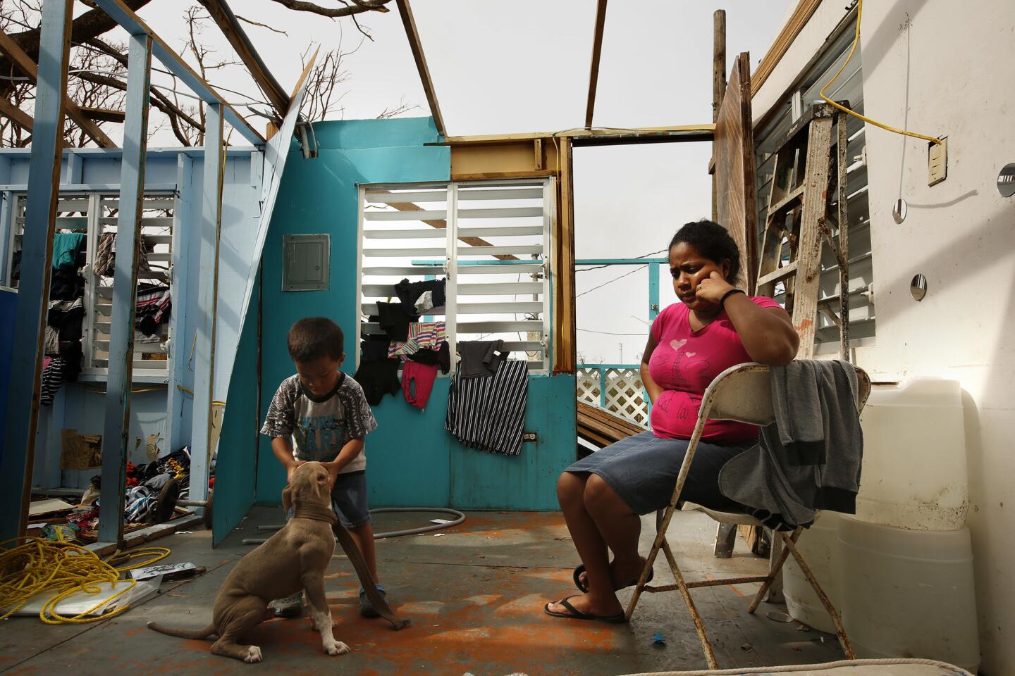 Heydee Perez, age 29, and her son, Yeriel Calera, age 4, have not received any aid one week after Hurricane Maria hit Puerto Ricl. The roof of their home is gone and they have very little to eat.