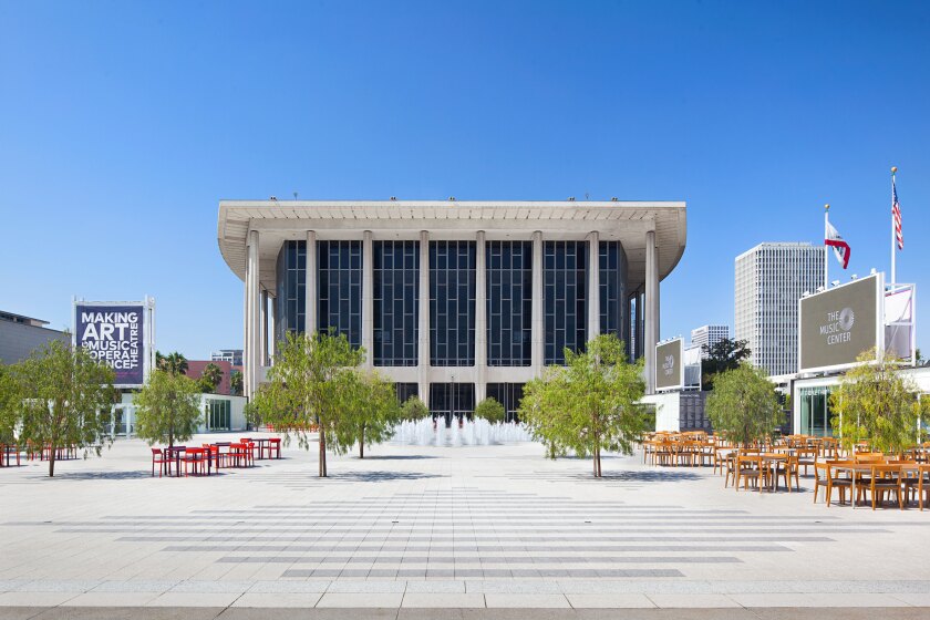 The Music Center’s new plaza, designed by Rios Clementi Hale, will be the site of public events.