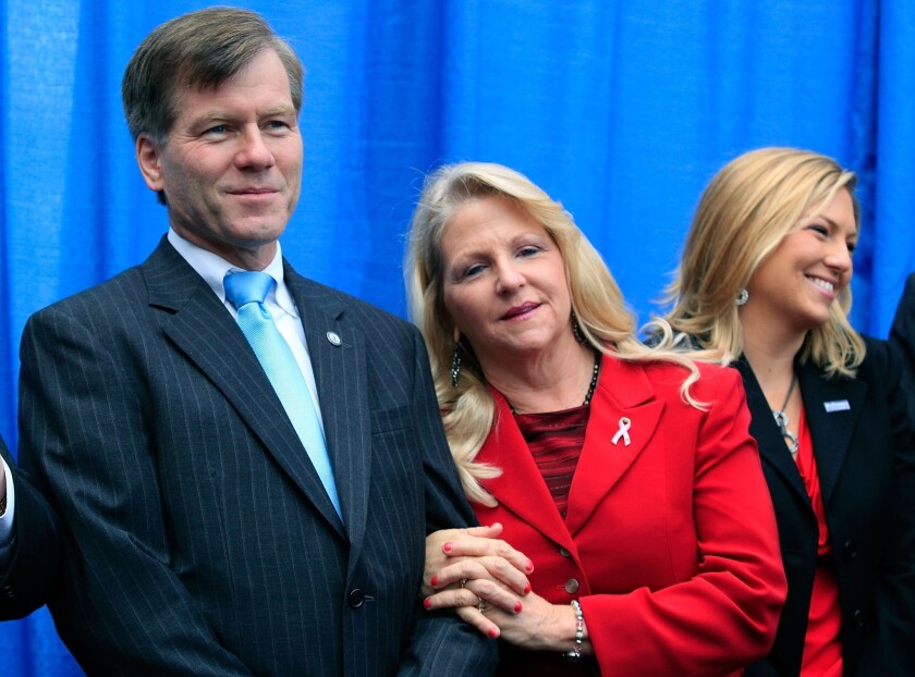 Former Virginia Gov. Bob McDonnell and his wife, Maureen, during a campaign rally in Alexandria, Va.