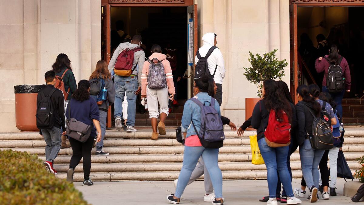 L.A. Unified requires daily random searches for weapons using metal-detector wands at all of its middle and high school campuses, including Hamilton High.