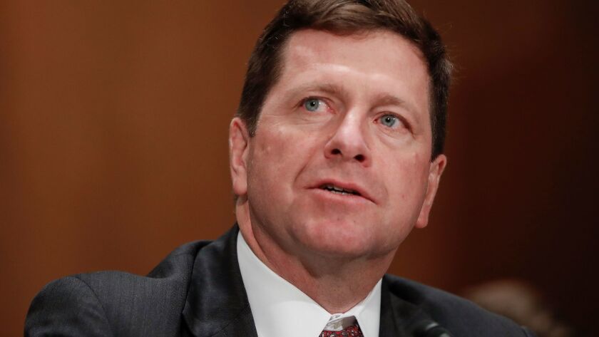 Securities and Exchange Commission Chairman Jay Clayton testifies on Capitol Hill in Washington.