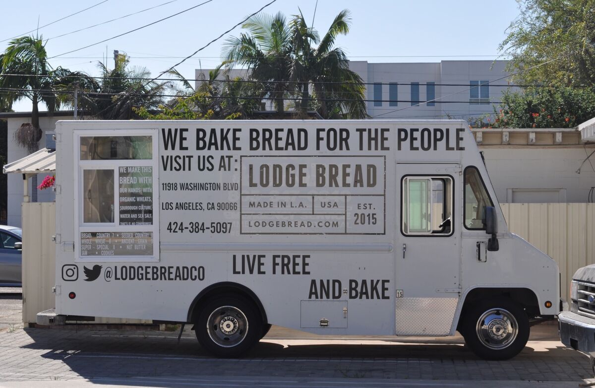 This converted plumber's truck now brings freshly baked whole grain loaves to local farmers markets.