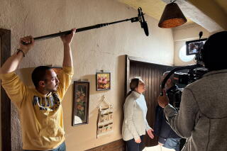 Haima Ismail, a veteran Syrian actor, performs a scene for "Al-Batal."
