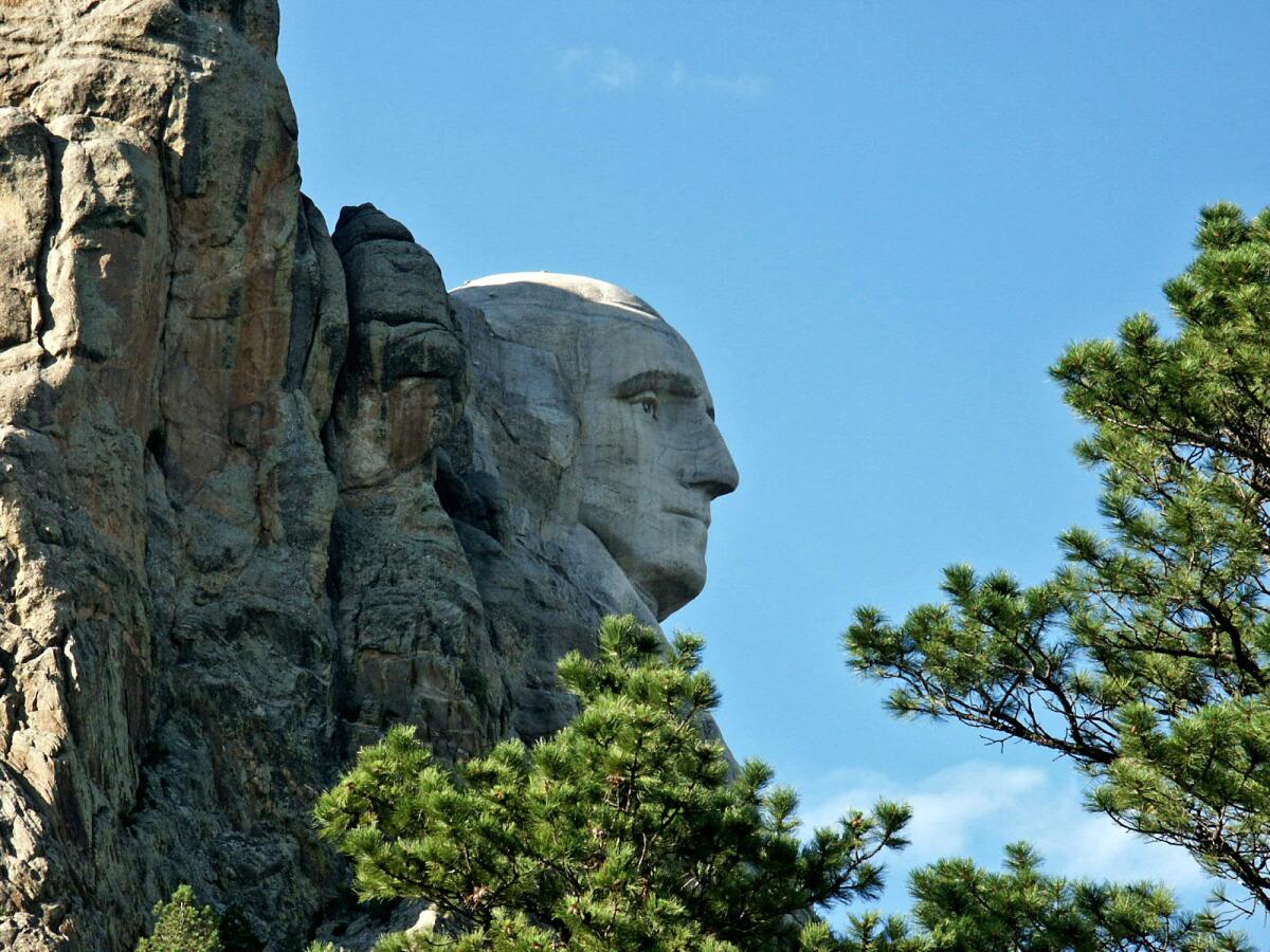 George Washington's profile at Mount Rushmore National Memorial in South Dakota.