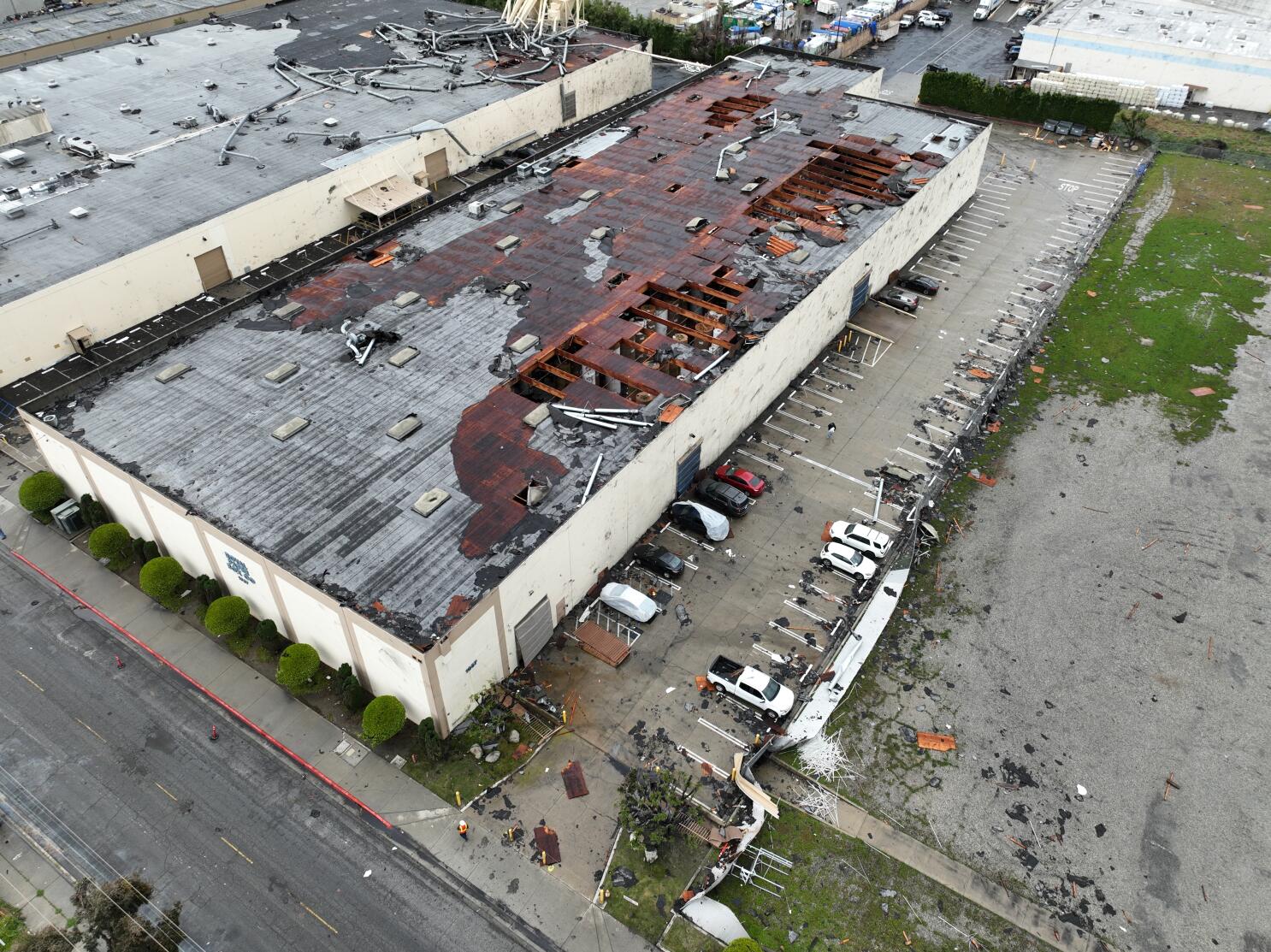 Aerials of Minute Maid Park roof after water leak