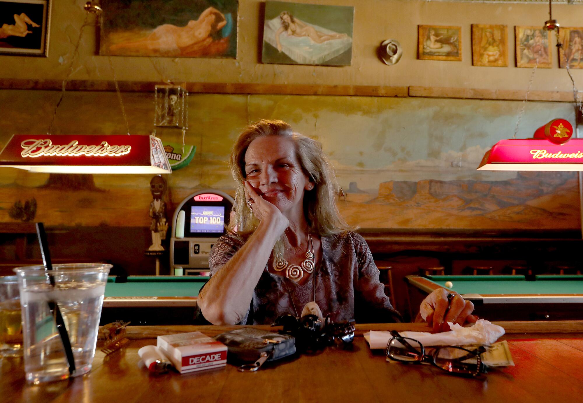 Nancy Sewell-McDade in the Drift Inn Saloon in Globe, Ariz.