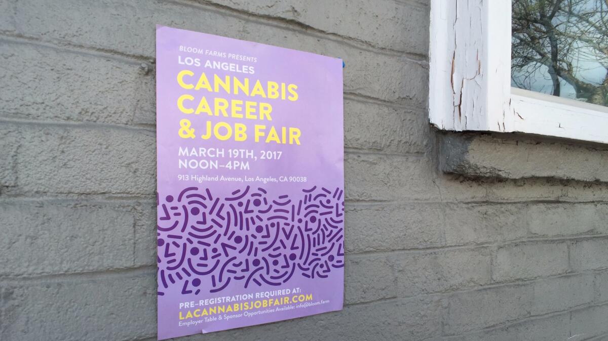 Poster for cannabis job fair at LAM Gallery in Los Angeles