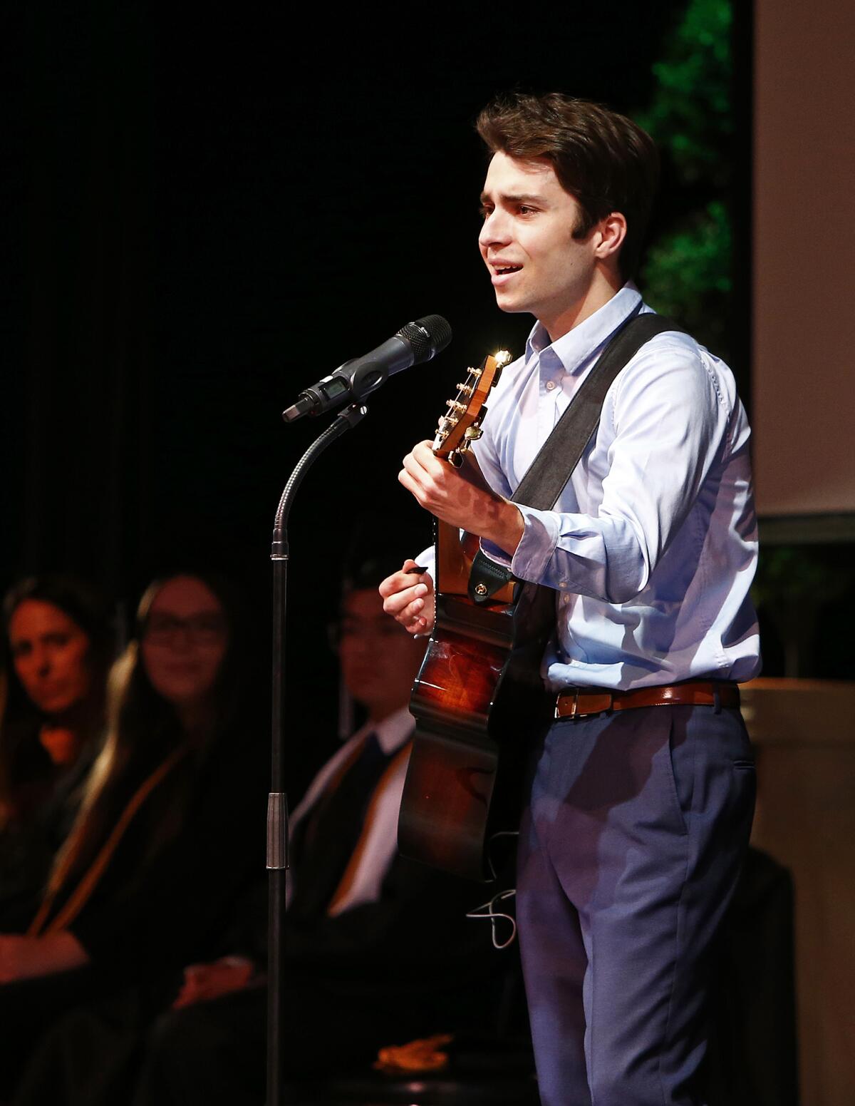 Senior Jackson Penney performs a song during Early College High School's graduation ceremony, June 2, 2022 in Costa Mesa.