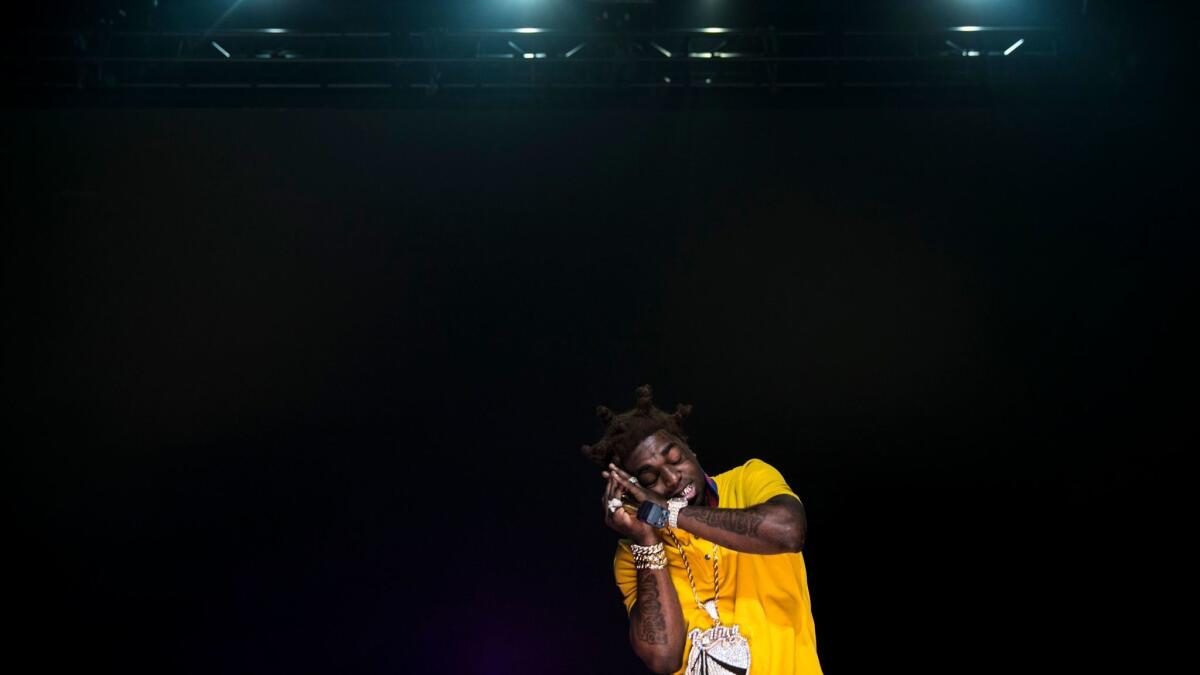 Kodak Black performs on the "Dab Stage" at the Rolling Loud music festival held at the NOS Events Center in San Bernardino, CA on Dec. 16, 2017.