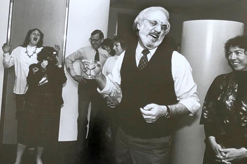 Martin Bernheimer celebrating his 1982 Pulitzer Prize at the L.A. Times.