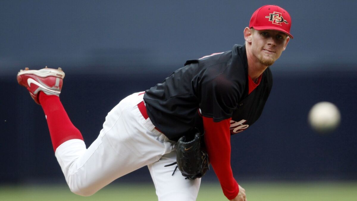 San Diego State right-hander Stephen Strasburg struck out a school-record 23 batters during a Mountain West game against Utah in 2008 at Tony Gwynn Stadium. It remains the highest strikeout total over the past 37 years.