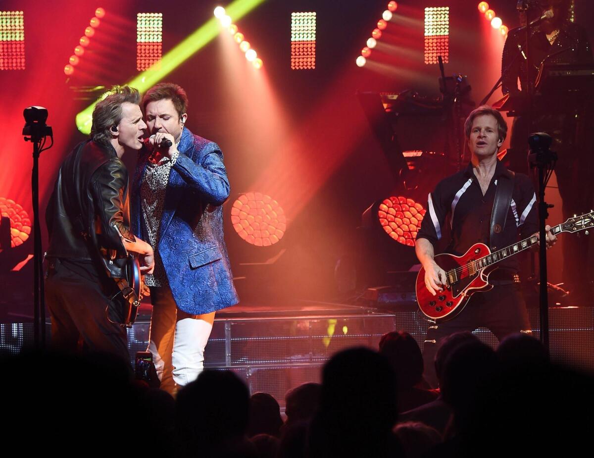 Duran Duran, pictured at the Apollo Theater in New York City, will perform Saturday at Irvine Meadows Amphitheatre.
