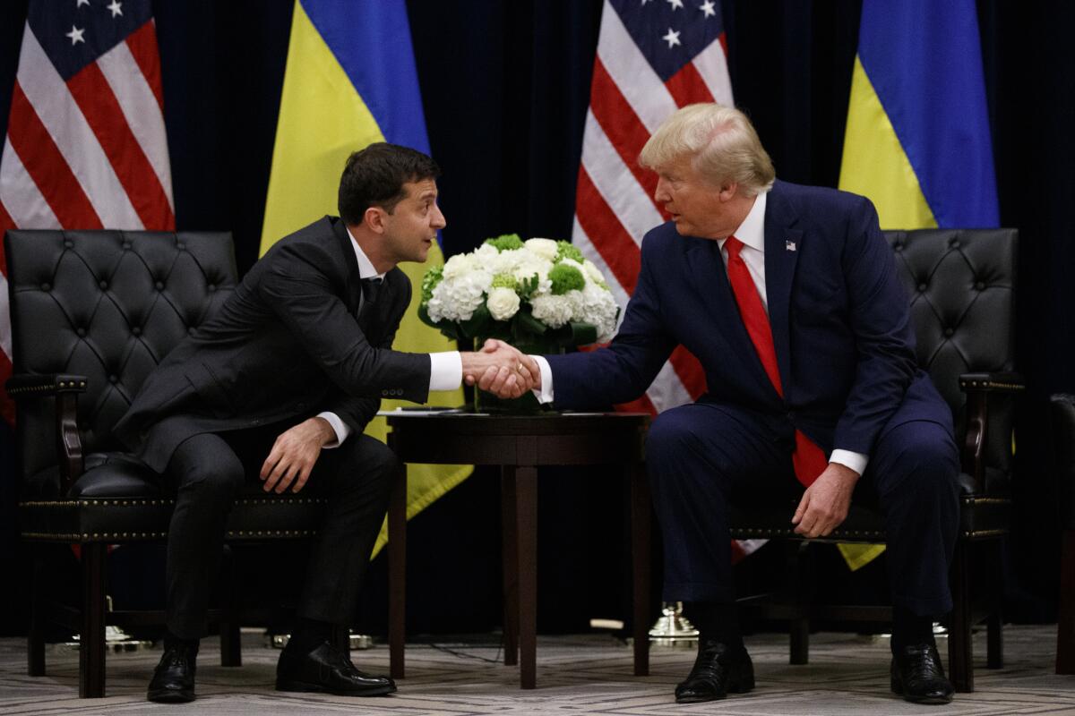 President Trump meets with Ukrainian President Volodymyr Zelensky in New York.