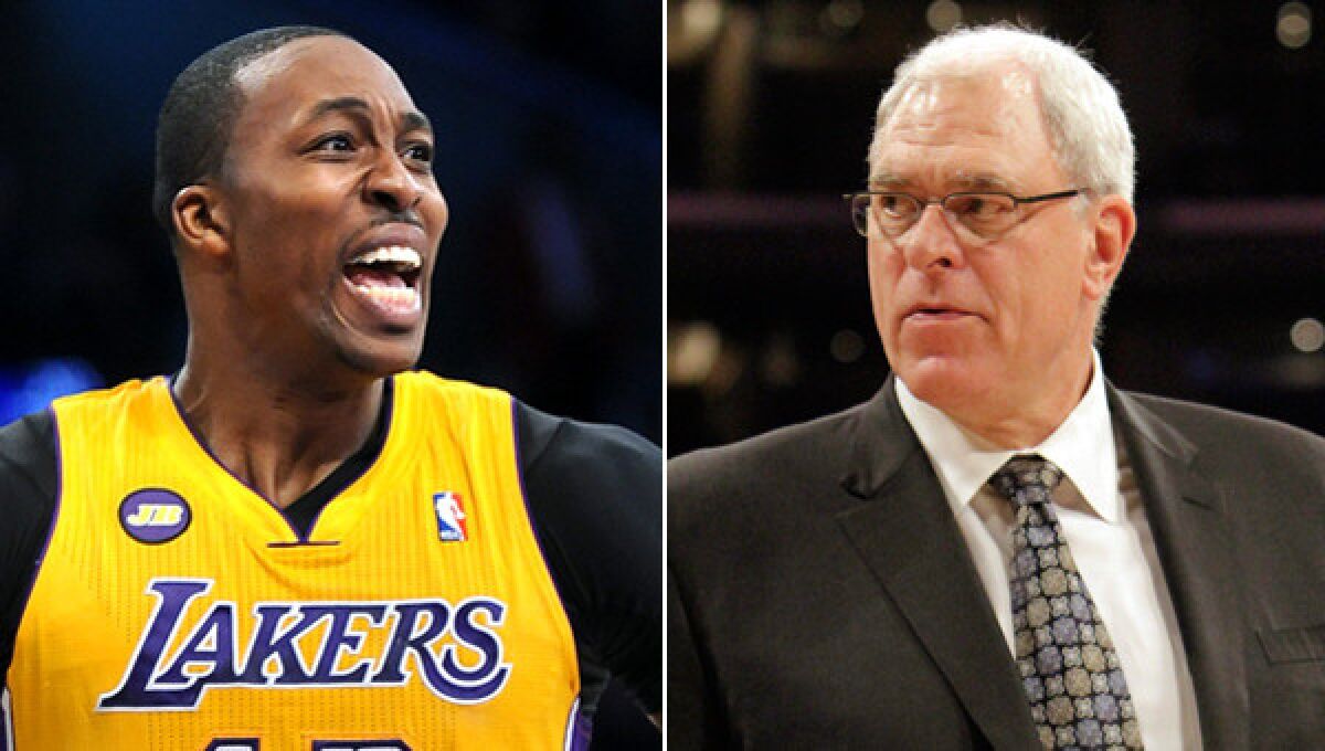 Former Lakers coach Phil Jackson, right, says the Lakers will be fine without Dwight Howard.