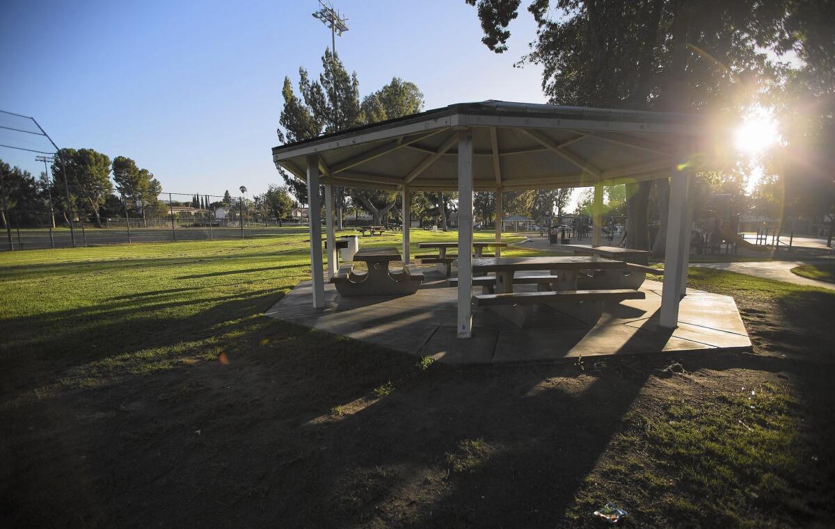 The attack on Yiran "Camellia" Liu occurred last year near this gazebo in Rowland Heights Park. Three of her classmates at the time will plead no contest to kidnapping and assault, a prosecutor said.