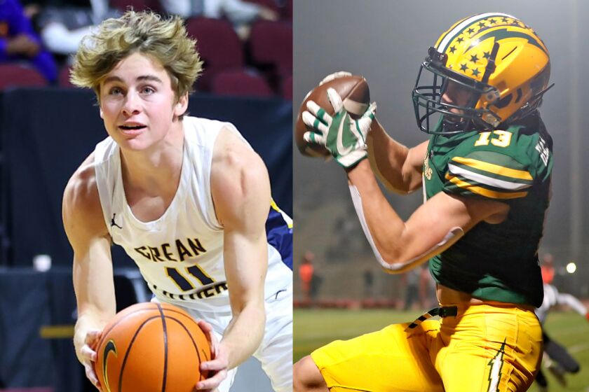 Jack Fairchild of Crean Lutheran and Tyler Hampton of Edison.