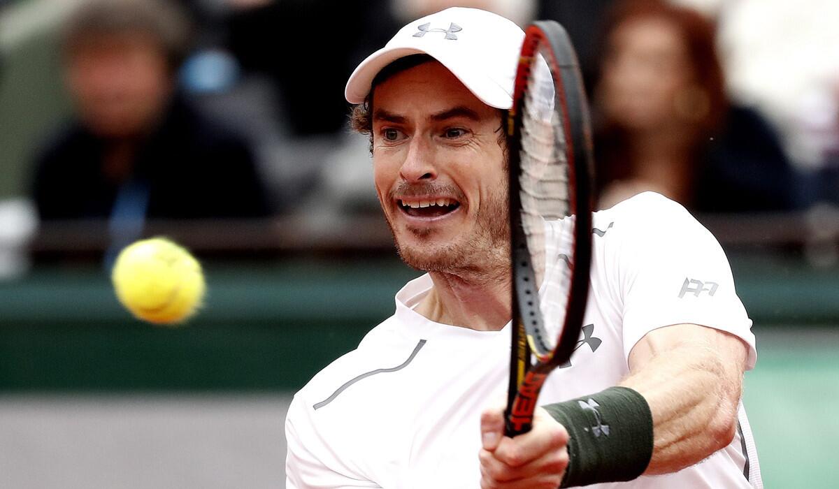 Andy Murray in action against Richard Gasquet during their men's single quarter final match at the French Open on Wednesday.