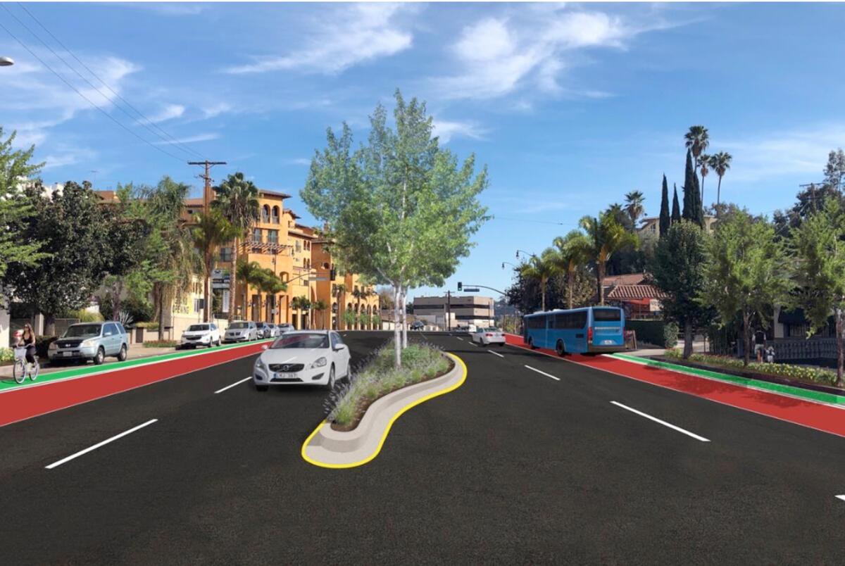 A rendering of Colorado Boulevard at College View Avenue in Eagle Rock.