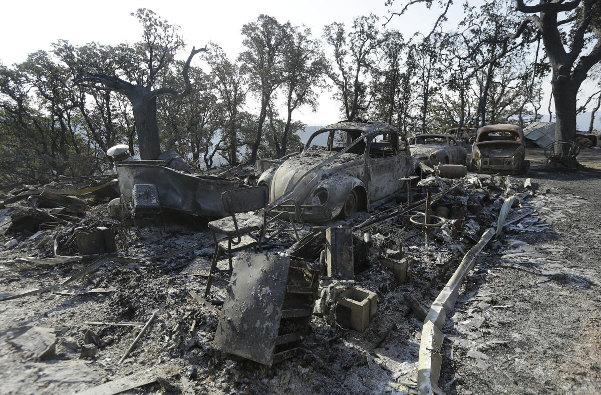 The charred remains of a property is shown near Clearlake on Aug. 6.