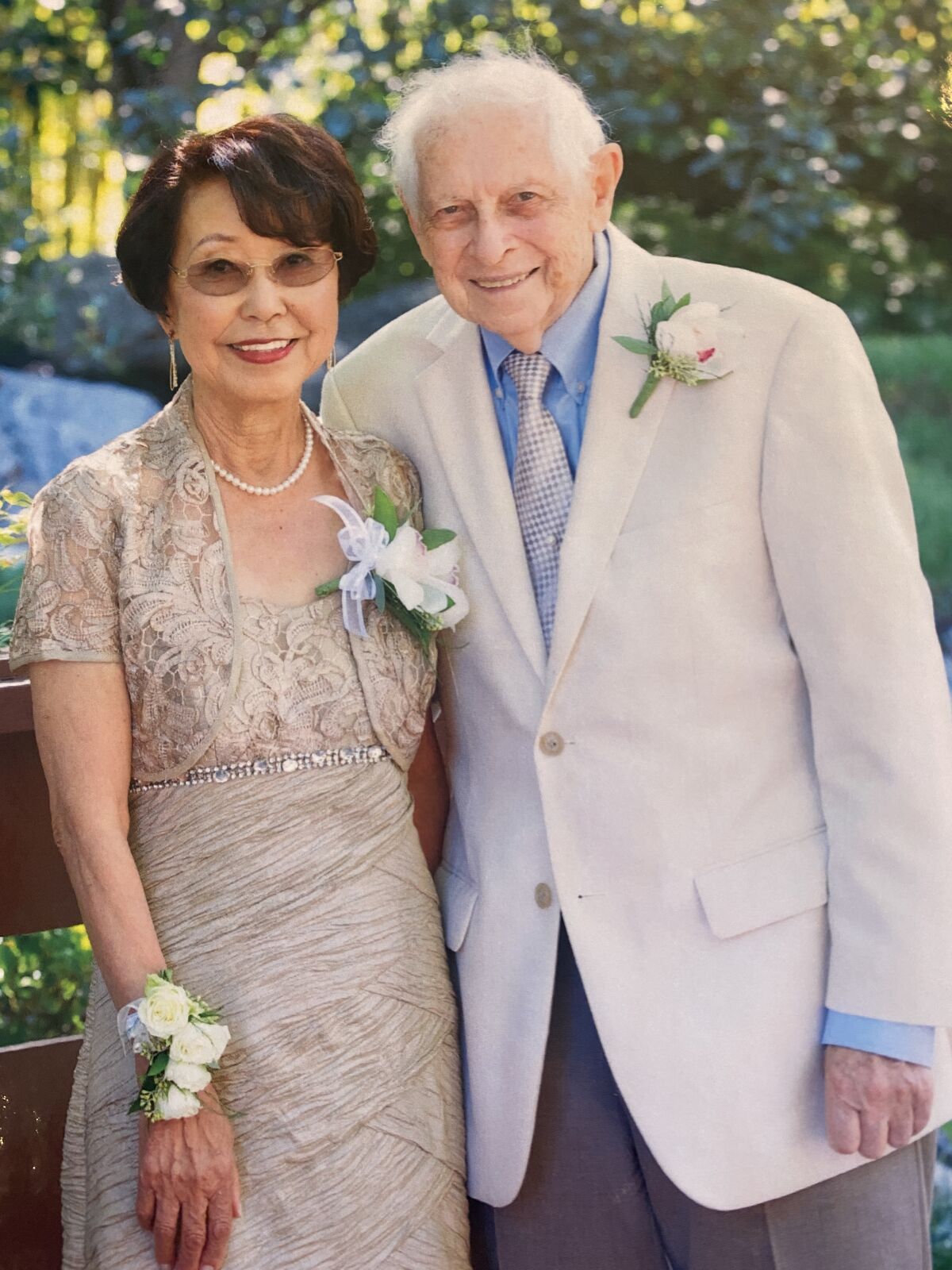 Peter Manes and his second wife, Yoko Sakaguchi, on their wedding day in 2014.