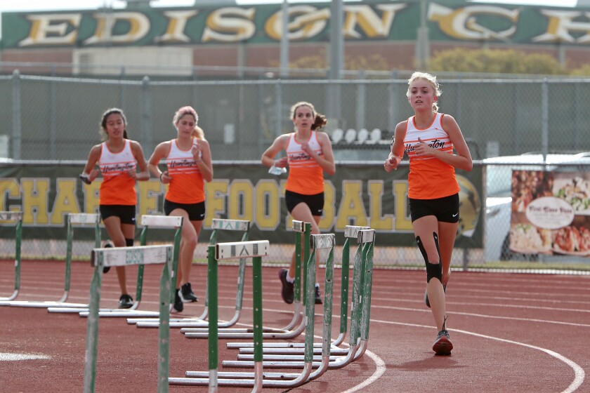 Huntington Beach's Quinn Roldan, Andrea Linggi-Perez, Lindsay Rule and Luna Centeno.