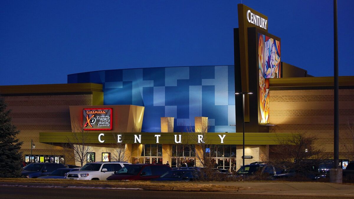 The Aurora, Colo., movie theater where a mass shooting occurred in 2012 was remodeled. It reopened the next year, shown here.