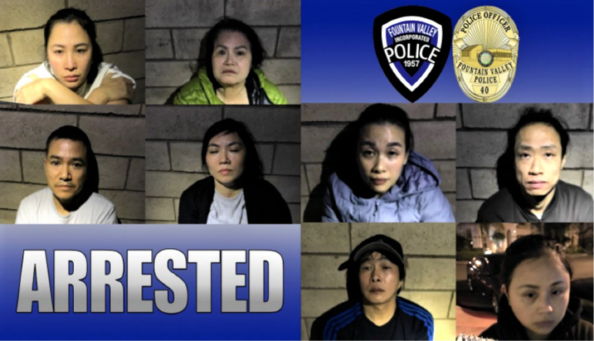 Eight were arrested Dec. 3 by Fountain Valley Police Department officers.