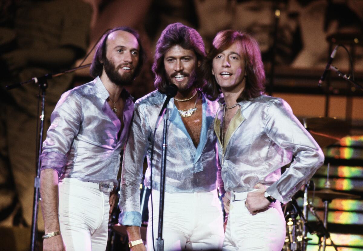 Los Bee Gees durante el concierto Music for UNICEF en las Naciones Unudas, en enero de 1979.