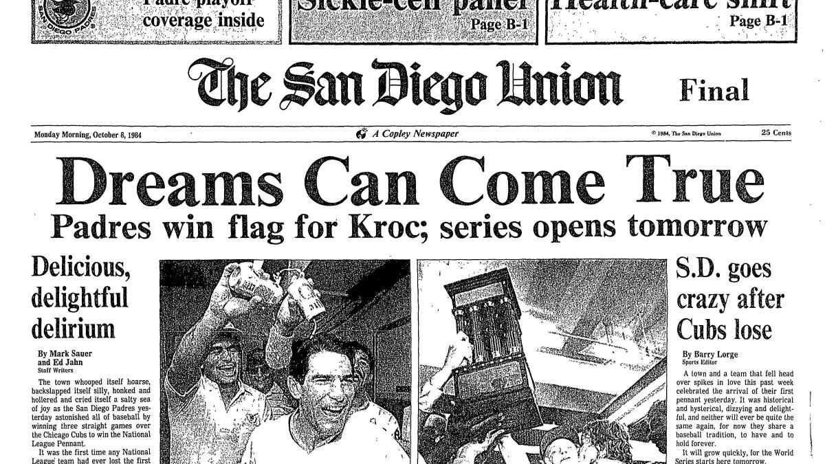 From the Archives: 35 years ago the Padres won their first trip to the World  Series - The San Diego Union-Tribune