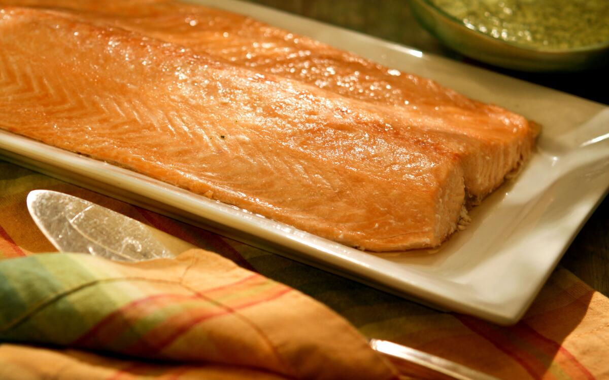 Oven-steamed salmon with dill mayonnaise