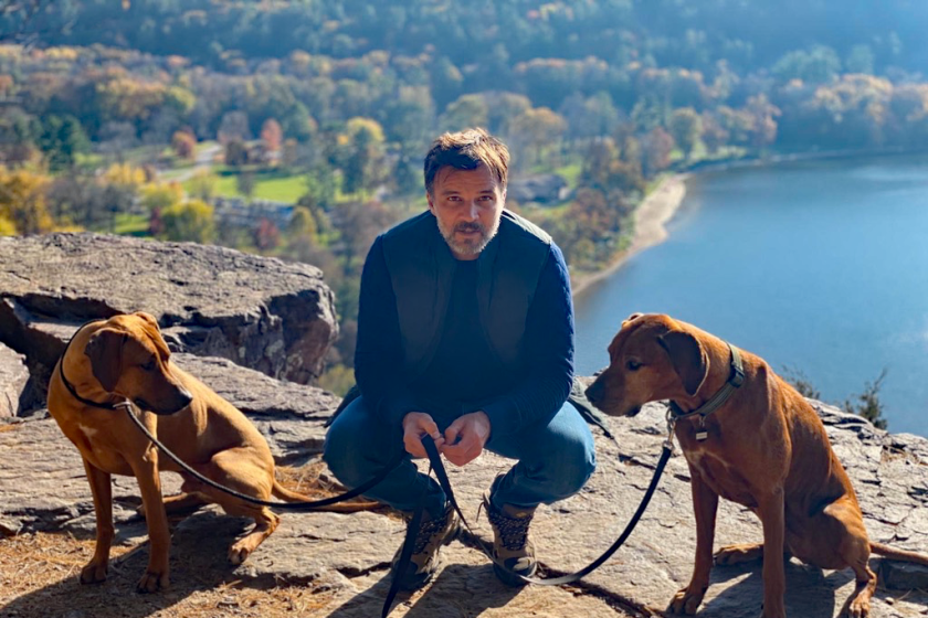 USMNT COACH ANTHONY HUDSON AND HIS TWO RHODESIAN RIDGEBACKS, DYER AND JUNIOR.