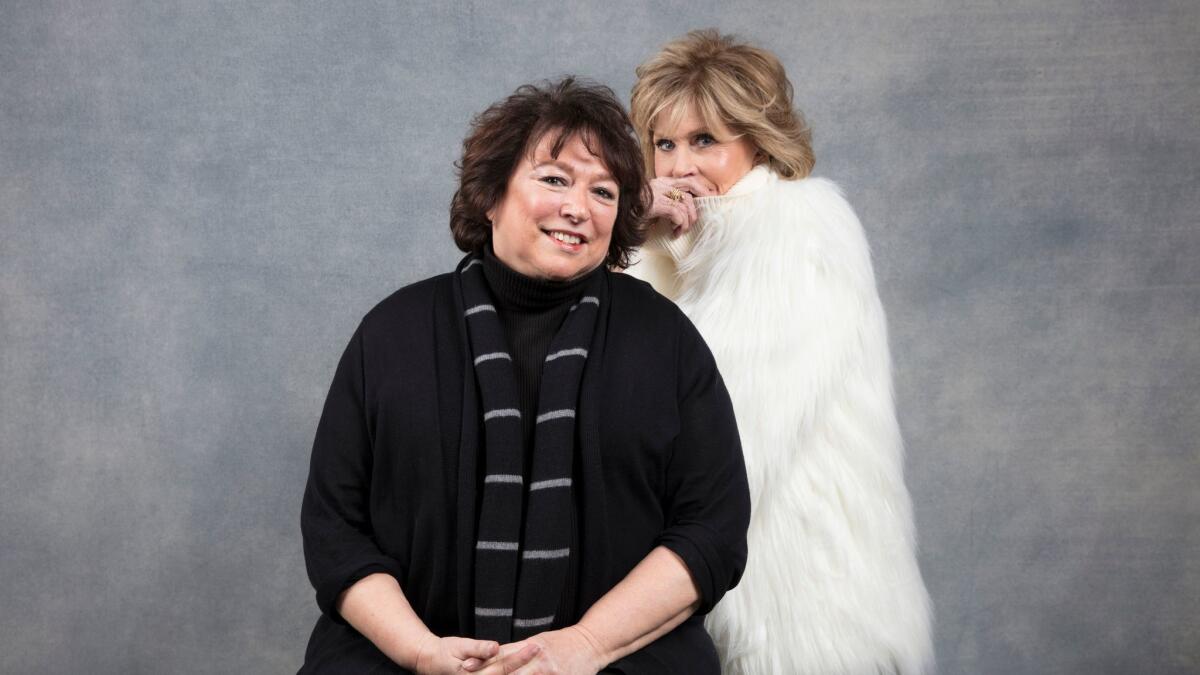 Director Susan Lacy and Jane Fonda, from the film, "Jane Fonda in Five Acts," are photographed in the L.A. Times Studio at Chase Sapphire on Main, during the Sundance Film Festival in Park City, Utah, on Jan. 19, 2018.