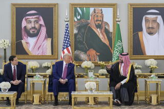 Secretary of State Marco Rubio, President Trump and Crown Prince Mohammed bin Salman meet in Saudi Arabia on Tuesday.