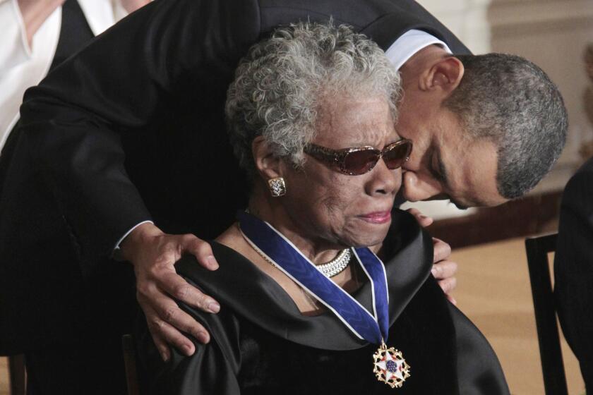 Maya Angelou, awarded the Medal of Freedom by President Obama in 2011, died Wednesday.