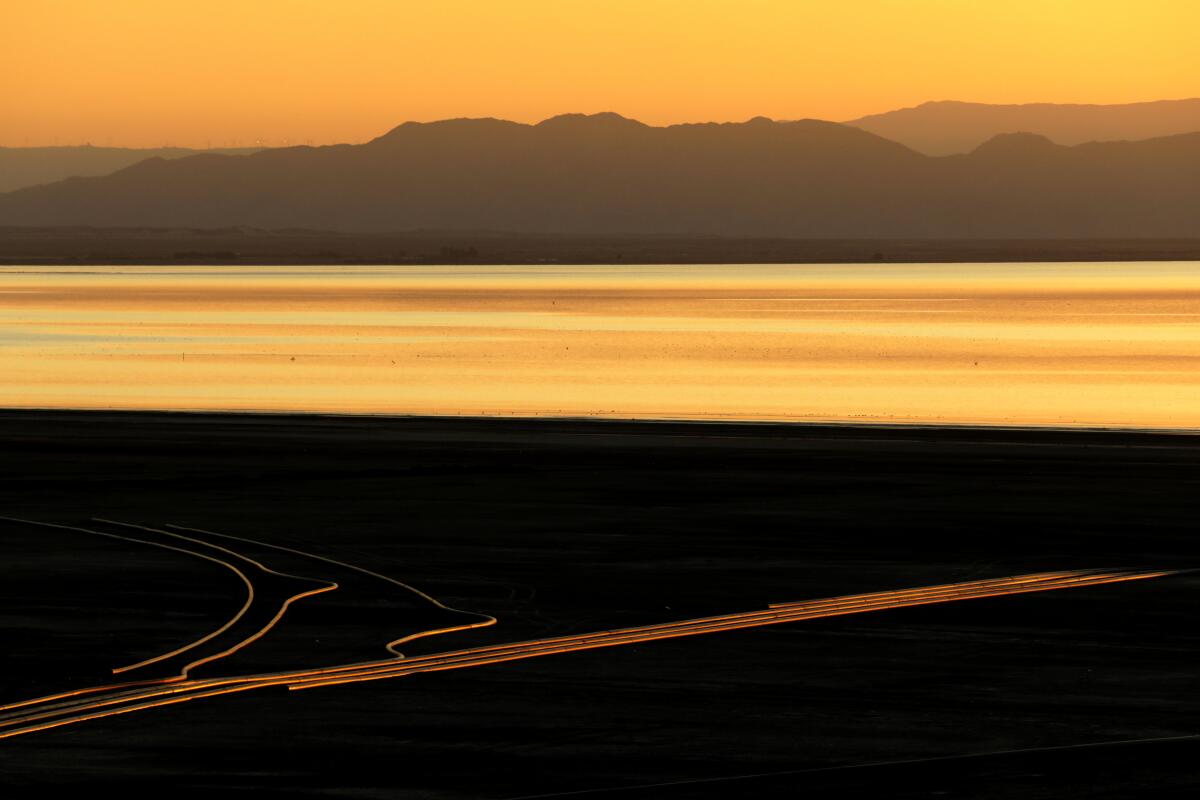 Sunset illuminates the Salton Sea