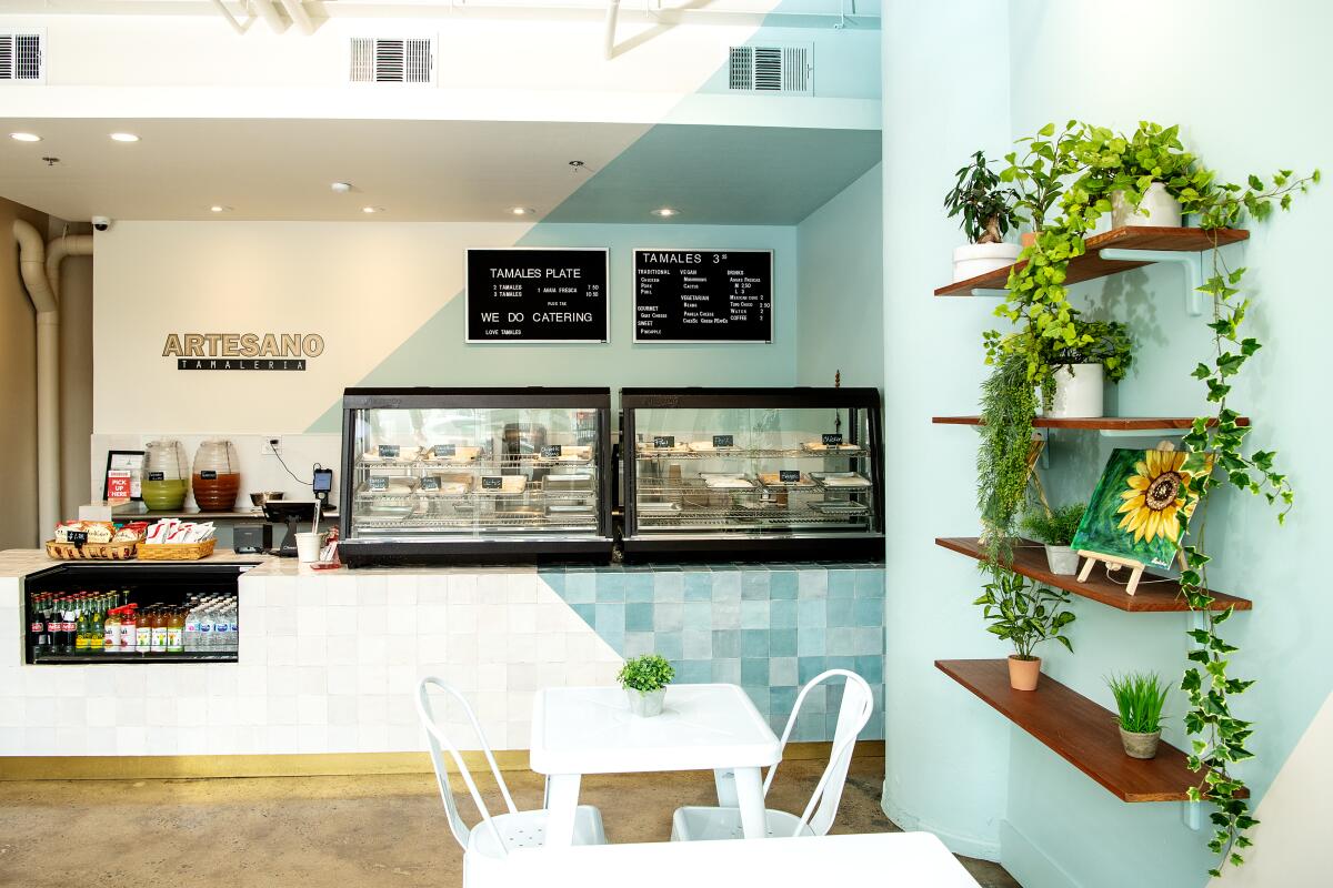 Located in the Fashion District in DTLA, Artesano Tamaleria specializes in an array of tamales, including vegan options.