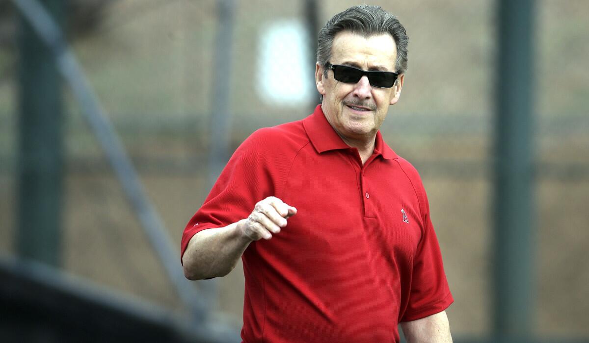 Angels owner Arte Moreno at a spring training baseball workout on Friday.