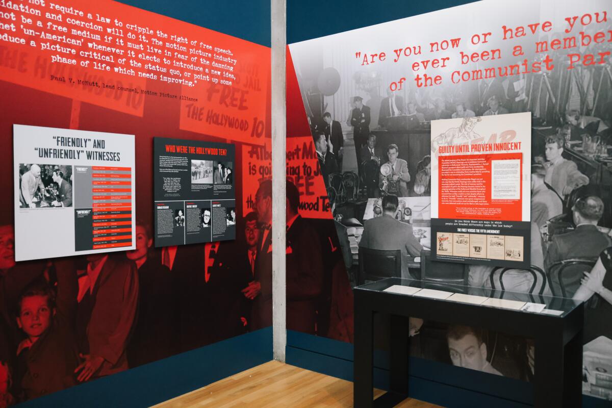 Artifacts on display in "Blacklist: The Hollywood Red Scare." 