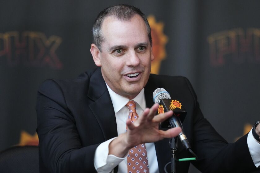Phoenix Suns new head coach Frank Vogel speaks during a news conference Tuesday, June 6, 2023, in Phoenix. (AP Photo/Ross D. Franklin)