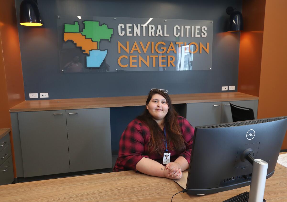 Receptionist Lilly Montes at the new Central Cities Navigation Center in Garden Grove.