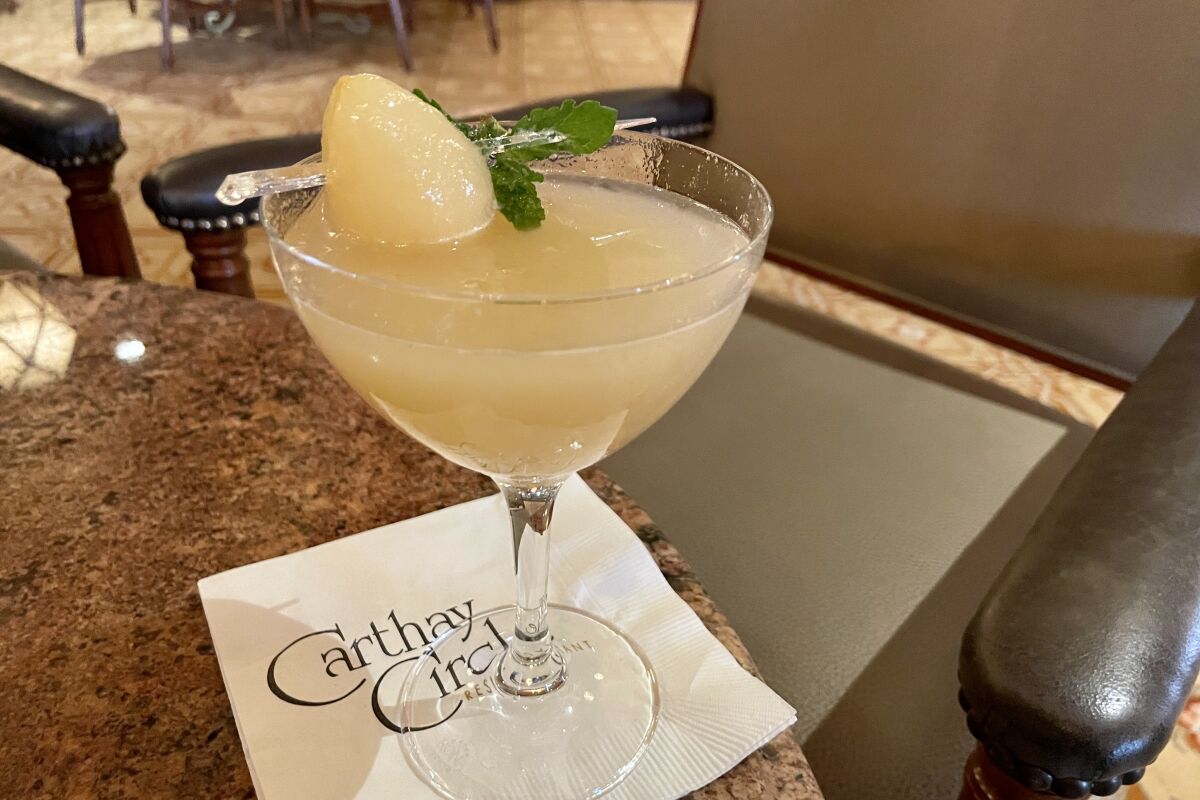 The Double Pear martini from Carthay Circle Lounge at Disney California Adventure Park. 