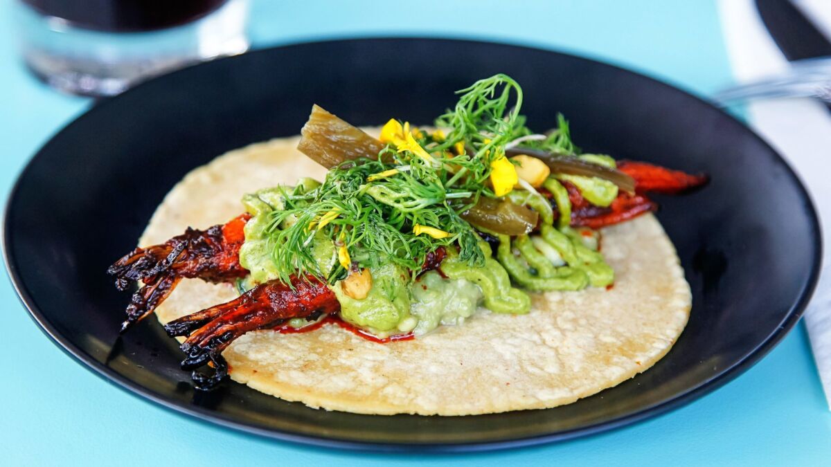 The baby carrot adobada taco at Lola 55 sums up the new East Village restaurant in a tortilla: healthy, creative and elevated in a chef-y way.