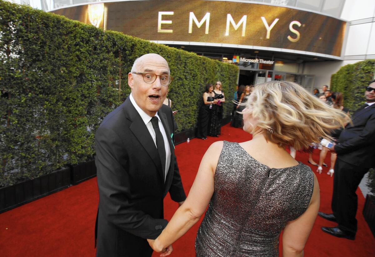 Actor Jeffrey Tambor and wife Kasia Ostlun arrive at the 67th Primetime Emmy Awards at the Microsoft Theater in Los Angeles on Sept. 20.