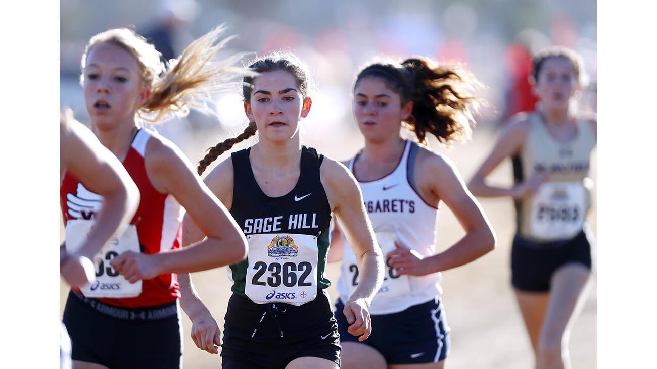 Sage Hill High School cross country runner #2362 Brooklyn Button helped her team to a 3rd place finish in the CIF Southern Section Girls Division Five Finals at Riverside City Cross Country Course, in Riverside on Saturday, Nov. 18, 2017.