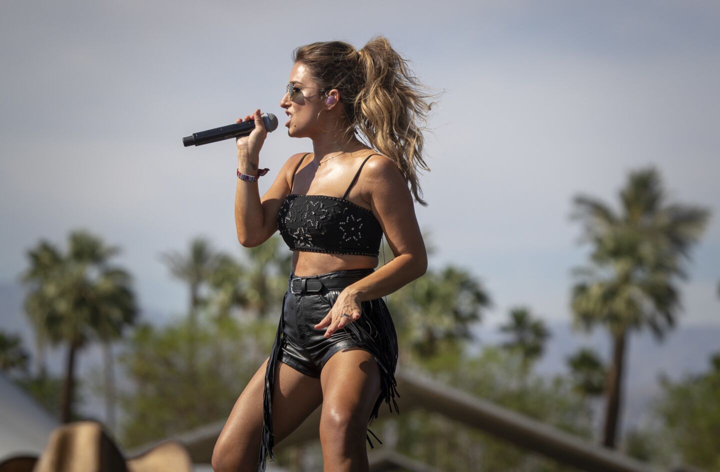Jessie James Decker performs on the Mane Stage on the second of the three-day 2019 Stagecoach Country Music Festival in Indio, Calif.