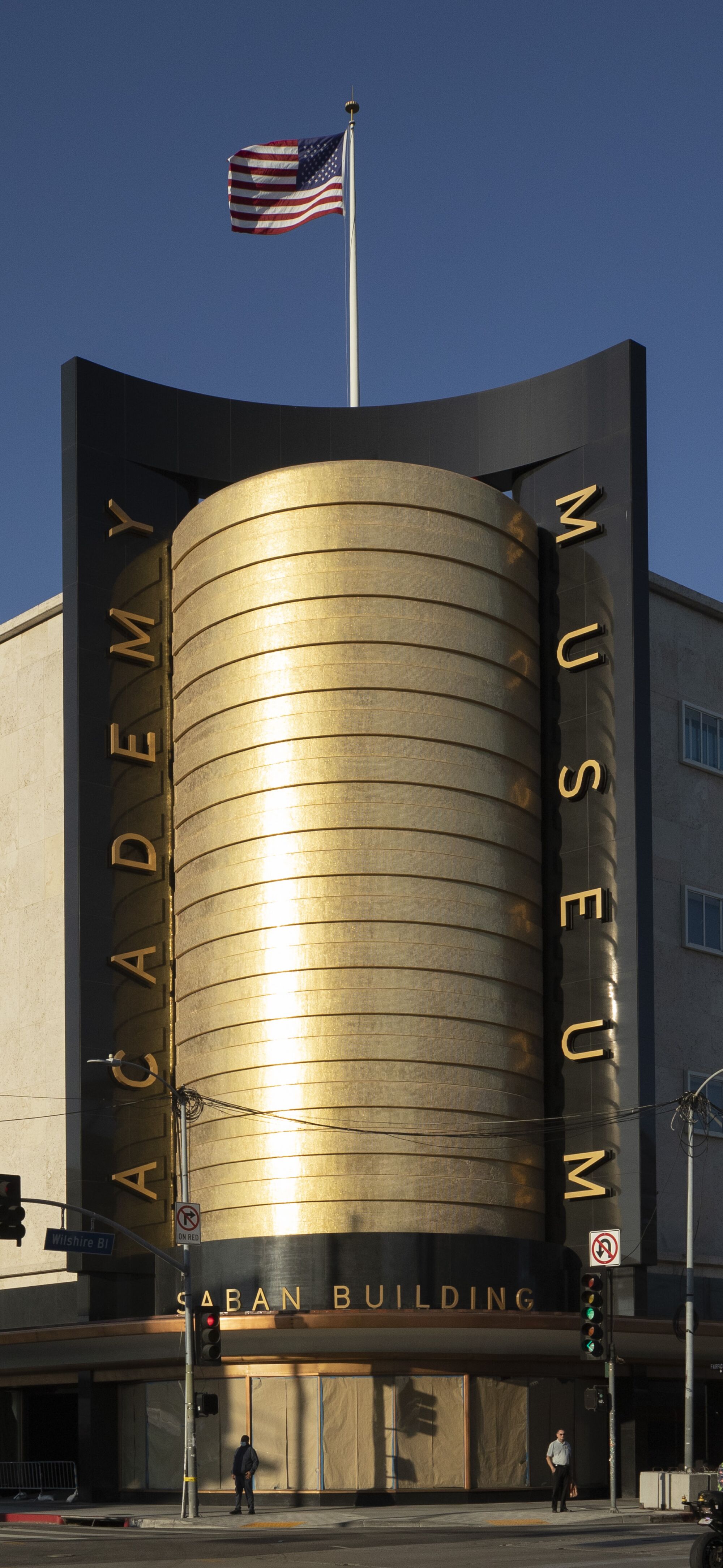 The Art Deco exterior of the Academy Museum of Motion Pictures.