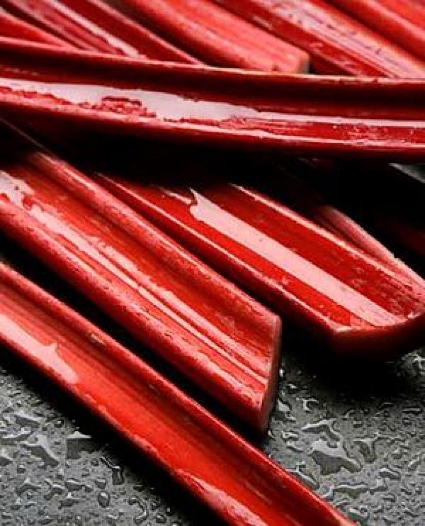 TRANSFORMED: Cook rhubarb with sugar and its sourness balances the sweetness in a compelling way, and its tough texture melts.