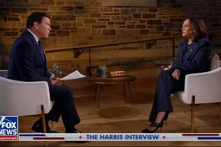 Fox News anchor Bret Baier interviewing Vice President Kamala Harris in Washington Crossing, Pa.