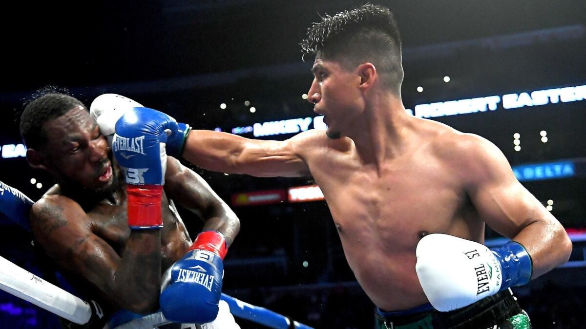 Mikey Garcia, right, defeated Robert Easter, Jr on Saturday night at Staples Center.
