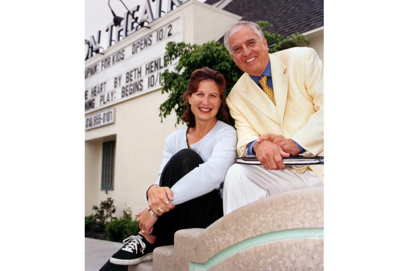 Gary Marshall, at right, is the owner of the Falcon Theatre in Burbank and Meryl Friedman, left, is the executive director of the theater.